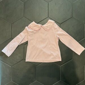 GAP Kids Light Pink Long Sleeve Blouse with Ruffle Collar